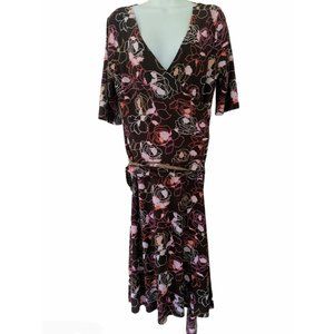 Courtenay Brown Stretch Dress with Pink Floral 8